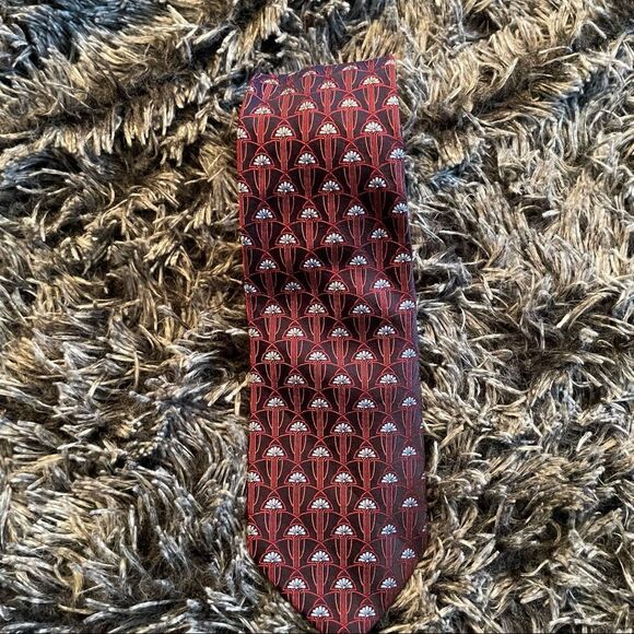 VALENTINO 100% Silk Tie Red Italy Designer - Picture 4 of 7